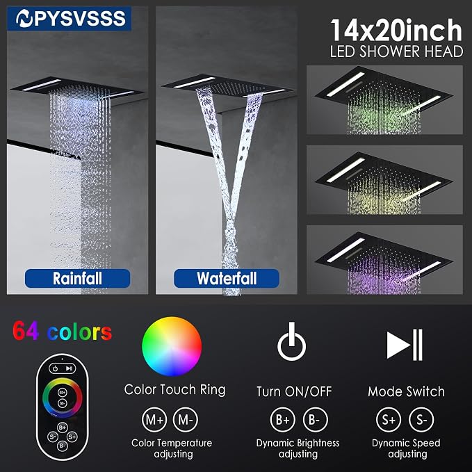 Multi Full Body Thermostatic Luxury Spa Shower System And 14x20 Inch LED 4 - Image 3