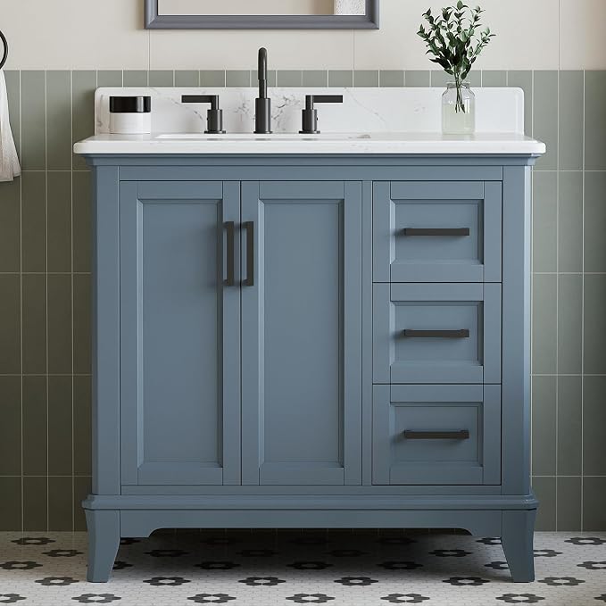 36 Inch Bathroom Vanity with Sink, Fully Assembled Bathroom Vanities with by DELUXELIVING