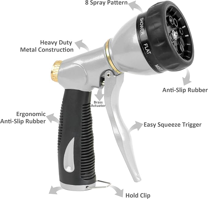 STYDDI Pro Ultra Heavy Duty Multi-Patterns Garden Hose Nozzle, All Metal Hose - Image 4