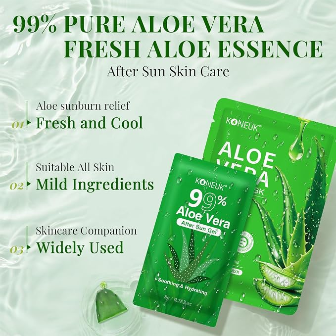 30 Pack Aloe Vera Gel and 30 Pack Face Masks Skincare, Aloe Vera Gel and Facial - Image 3