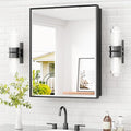 TETOTE Medicine Cabinet Mirror 24" x 30" Black Bathroom Mirrored Cabinets by TETOTE