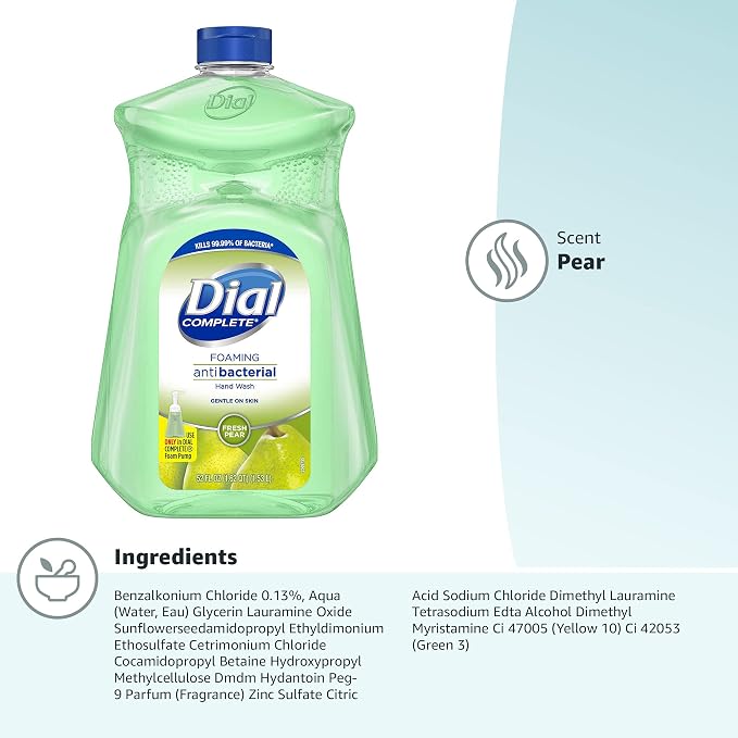 Dial Antibacterial Foaming Hand Soap Refill, Fresh Pear, 52 fl oz - Image 12