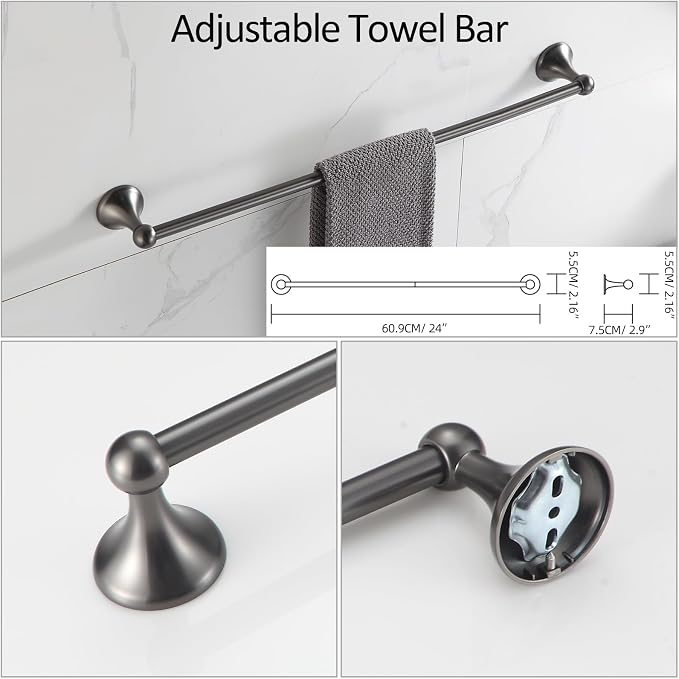 BGL Bathroom Hardware Set Grey Electroplating 4-Piece Bathroom Accessories Set - Image 3
