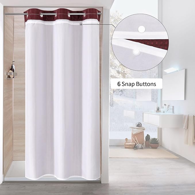 MitoVilla Burgundy Waffle Small Stall Shower Curtain Liner Set 36 x 74 - Image 3
