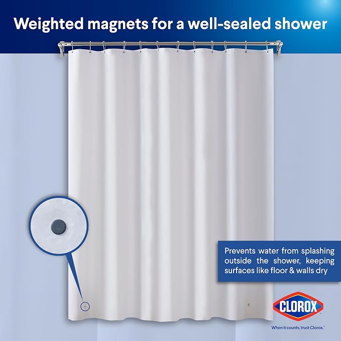 CLOROX Shower Curtain Liner, Premium Medium-Weight Durable Waterproof 6g PEVA - Image 8