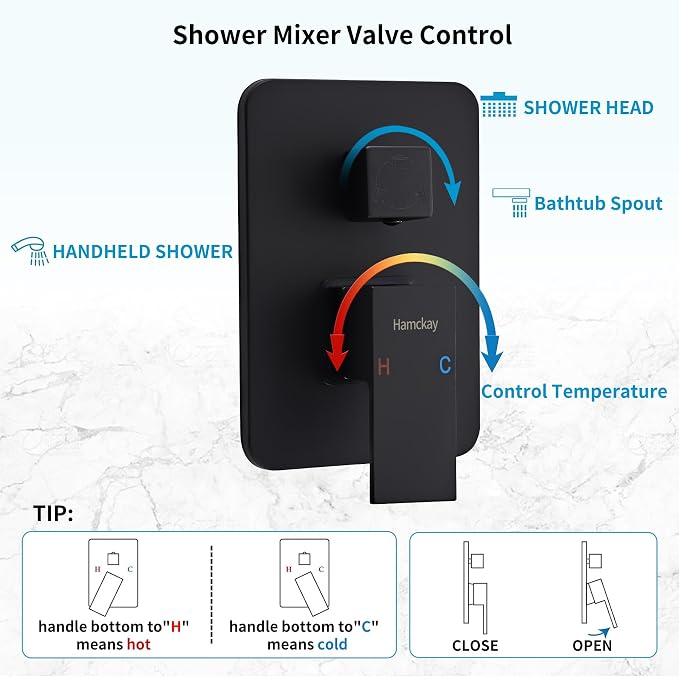 8 inch Matte Black Shower System - Image 7
