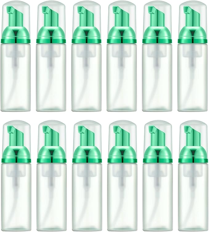Lil Ray 2 Oz Empty Frosted Green Foam Pump Bottle, Travel Foamer Soap Dispenser by LilRay