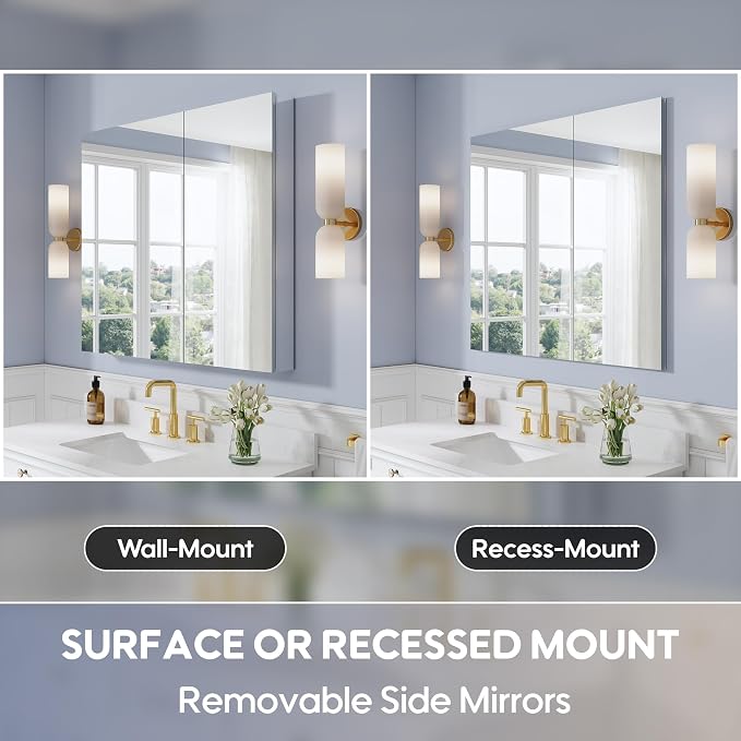 WELLFOR 40" x 36" Bathroom Medicine Cabinet - Image 5