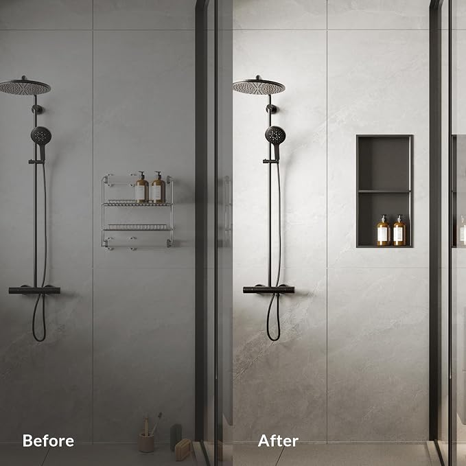 24x12 Shower Niche, No Tile Needed Insert, 304 Stainless Steel, Sloped Base - Image 4