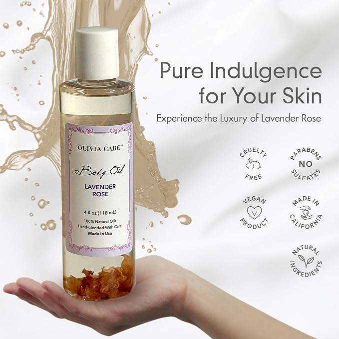 Olivia Care Body Oil Lavender Rose Vegan & Natural Perfume Oil - Image 6