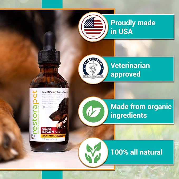 RestoraPet 2-Pack Dog & Cat Bacon Liquid Multivitamin | Dog Arthritis Pain - Image 6