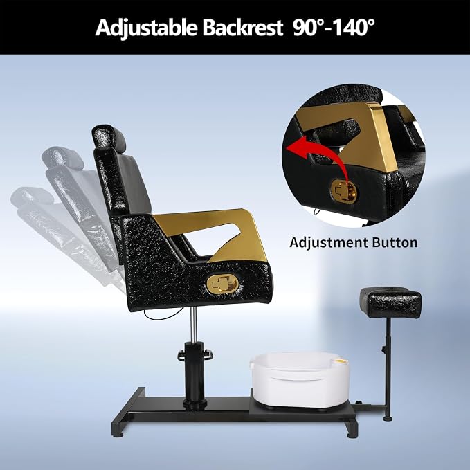 Pedicure Chair with Stool & Massage Foot Bath, 360° Swivel Pedicure Station - Image 2