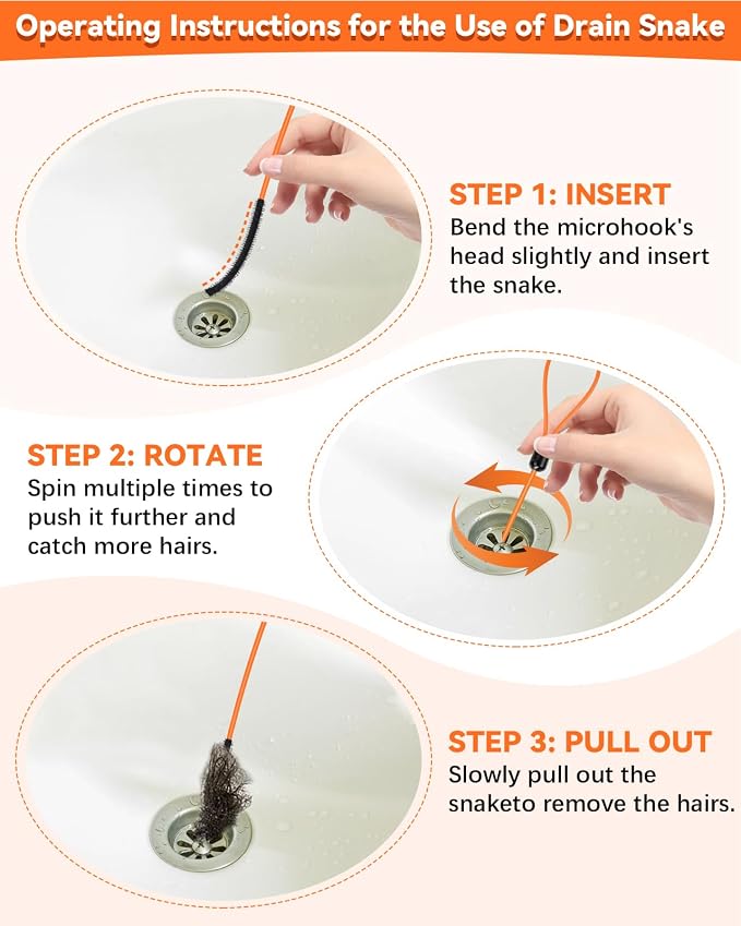 32 Inch Drain Snake, Anti-Break Metal Hair Removal Tool - Image 5