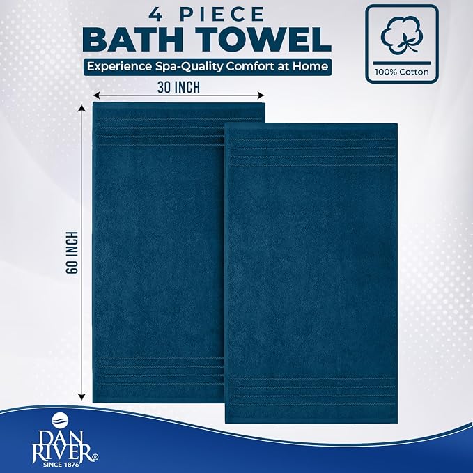 DAN River Extra Large Bath Towels Set of 4, 30 x 60 Inches - Image 3