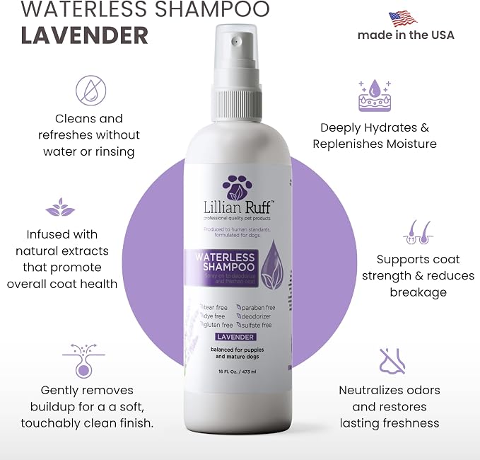 Lillian Ruff Waterless No-Rinse Dog Dry Shampoo Spray - Image 2