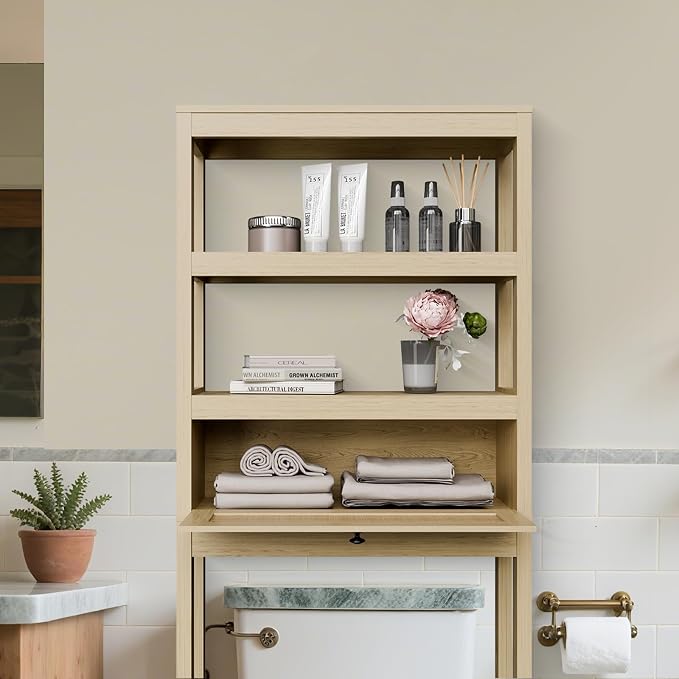 Over The Toilet Storage Cabinet, Behind Toilet Bathroom Organizer - Image 6