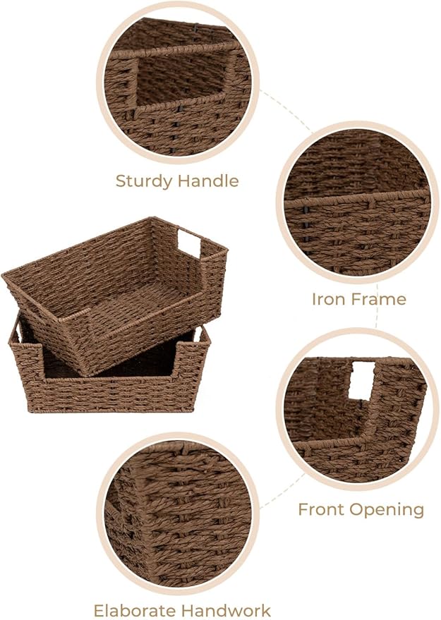StorageWorks Round Paper Rope Woven Basket - Image 4