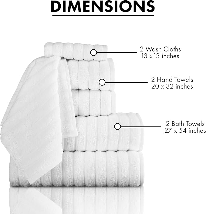 Classic Turkish Towels CTT Luxury 6 Piece Towel Set, 100% Turkish Cotton - Image 5