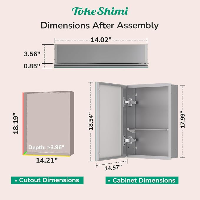 TokeShimi 14x18 Recessed Medicine Cabinet - Image 2