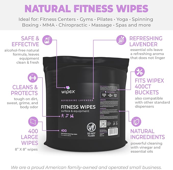 Wipex Gym Wipes Bucket Refill – Plant-based Fitness Equipment Wipes, Lavender - Image 2