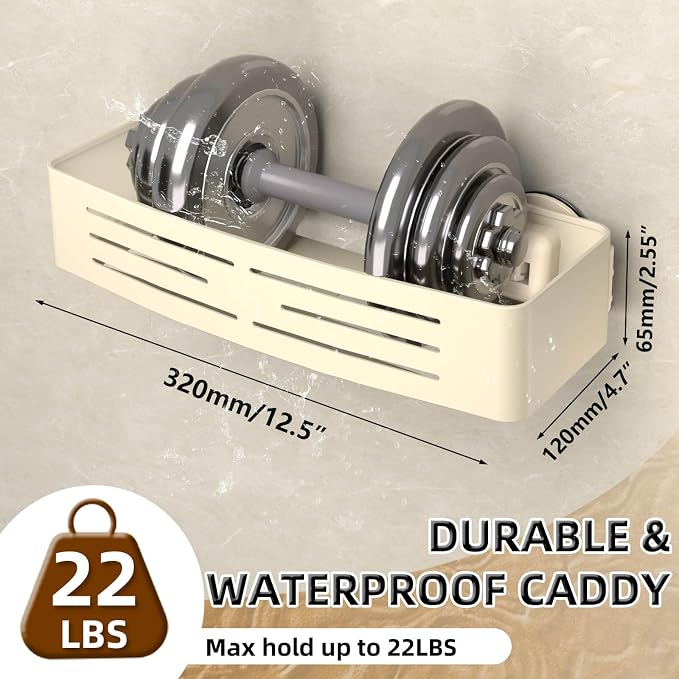 Onemake Aluminum Shower Caddy Suction Cup, No Drilling Bathroom Shower Shelf - Image 5