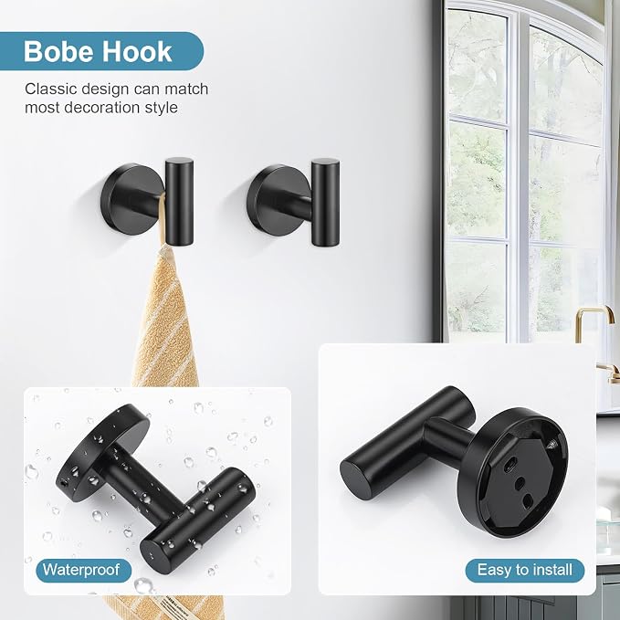 TQKAG Matte Black Bathroom Hardware Accessories Set 10-Pieces, Premium SUS304 - Image 4