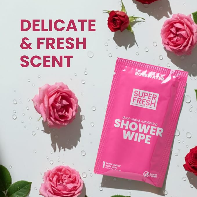 Super Fresh Shower Wipes Large RoseWater Body Wipes - Image 6