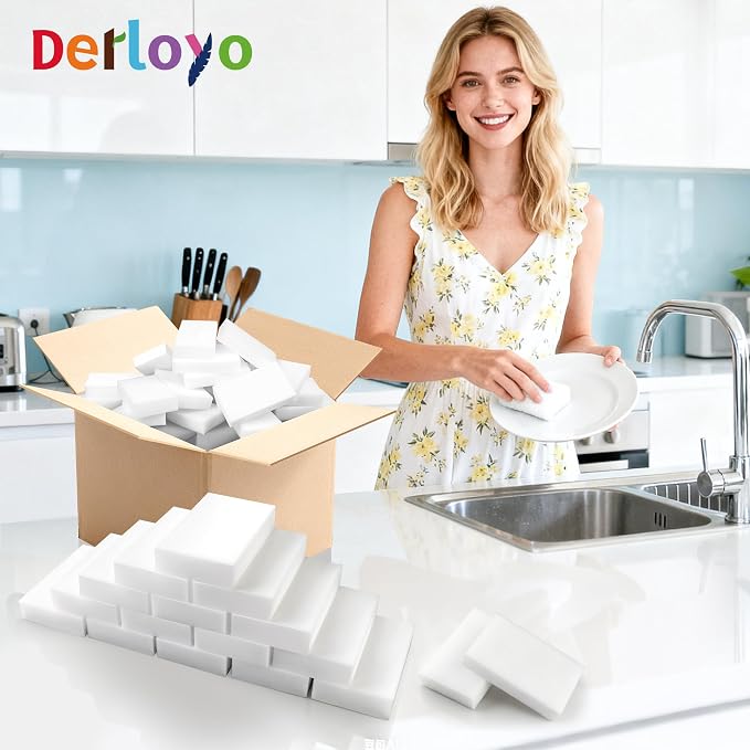 100 Pack Magic Sponge Eraser, Non-Scratch Melamine Sponges in Bulk, Wall Cleaner - Image 8