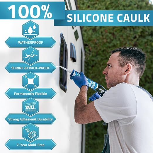 PAULINN Silicone Caulk White, 100% Silicone Sealant Waterproof - Image 3