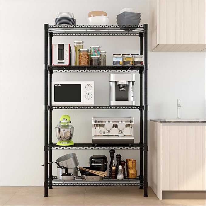 5 Tier Storage Racks Shelving, Heavy Steel Pantry Shelves, Adjustable Wire - Image 9