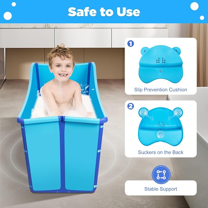 Portable Bathtub for Adults, 38Inch Foldable Bathtub Bathroom SPA Tub Cold - Image 6