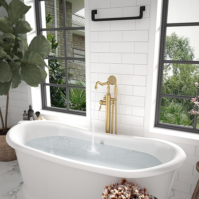 Hoimpro Free Standing Tub Faucet Freestanding Tub Filler Bathtub Faucet Stand - Image 3