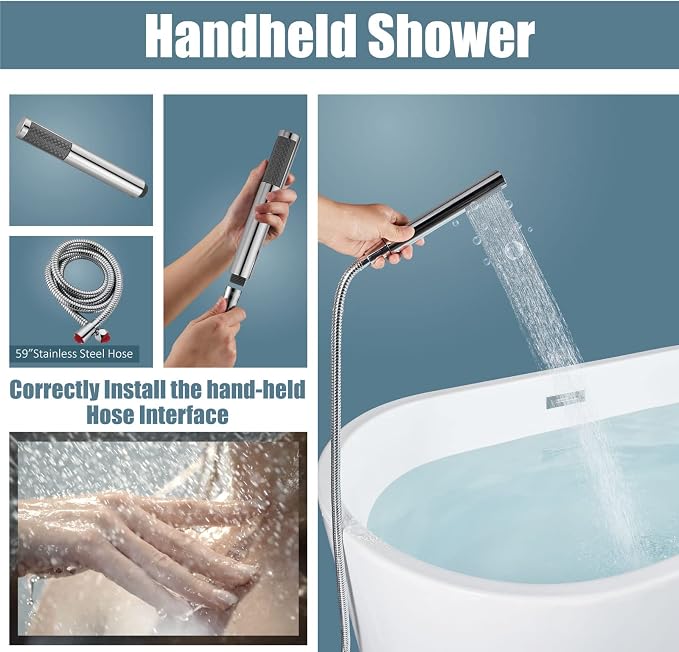 Aolemi Floor Mount Bathtub Faucet Freestanding Tub Filler Standing High Flow - Image 5