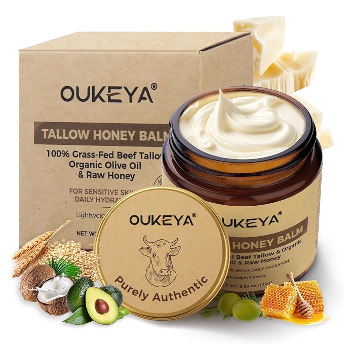 OUKEYA Beef Tallow for Face Nourishing Tallow & Honey Cream for Deep Hydration by OUKEYA
