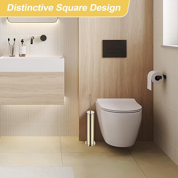 BGL Toilet Brush and Holder Set, Heavy Duty 304 Stainless Steel, Round Base and - Image 3