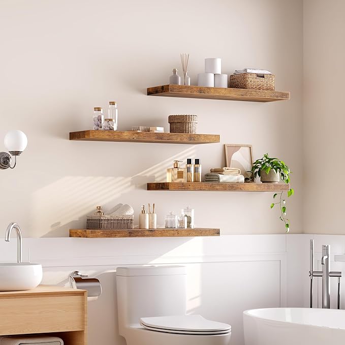 Floating Shelves for Wall, 1.5" Thick Wall Shelf Set of 4 - Image 2