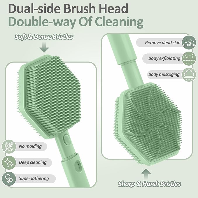 Silicone Back Scrubber & Soft Bath Glove 2PCS, 360° Anti-Slip Hand-fit Silicone - Image 6