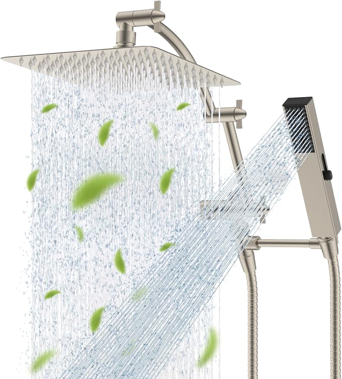 Hibbent All Metal CUPC Certified 10'' Rainfall Shower Head, Dual Shower Head by Hibbent