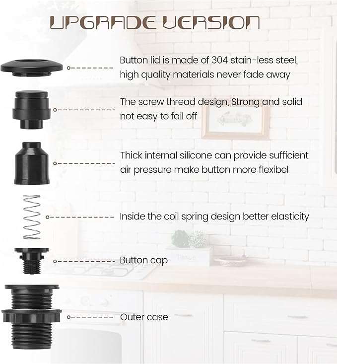 Garbage Disposal Air Switch Kit Sink Top Waste Disposal Stainless Steel Black - Image 2