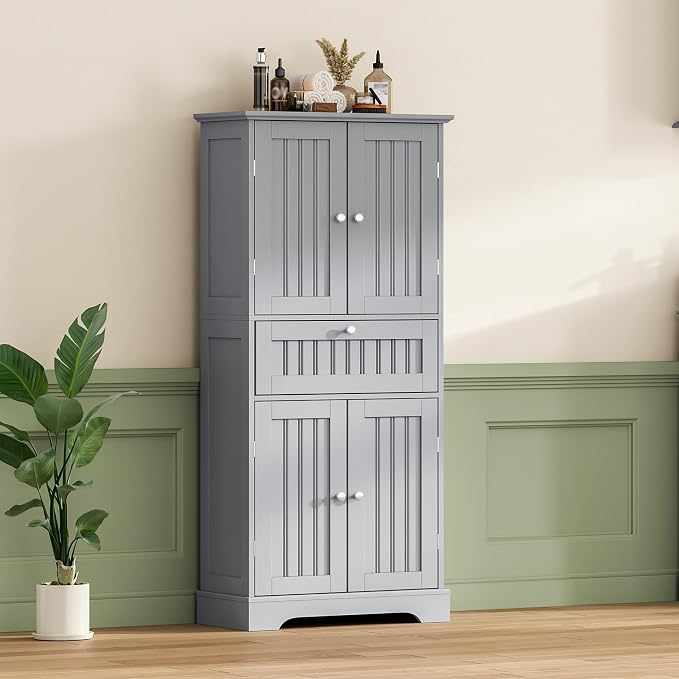 ChooChoo 51" H Tall Bathroom Floor Cabinet, Modern Bathroom Storage Cabinet - Image 2