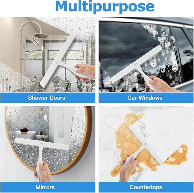 Shower Squeegee for Glass Doors, 11 Inch Ergonomics Anti-Rust Silicone Squeegee - Image 5
