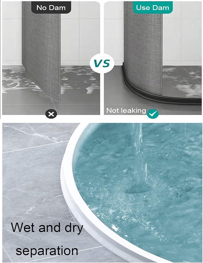 78Inch Collapsible Shower Threshold Water Dam 2" High Shower Barrier Water - Image 3