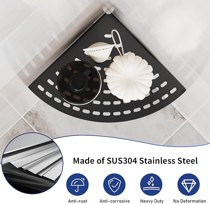 2 Pack Corner Shower Shelves 304 Stainless Steel Shower Corner Shelf Matte - Image 5