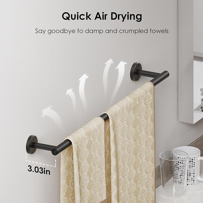 FORIOUS Bathroom Hardware Accessories Set, SUS304 Stainless Steel Towel Bar Set - Image 3