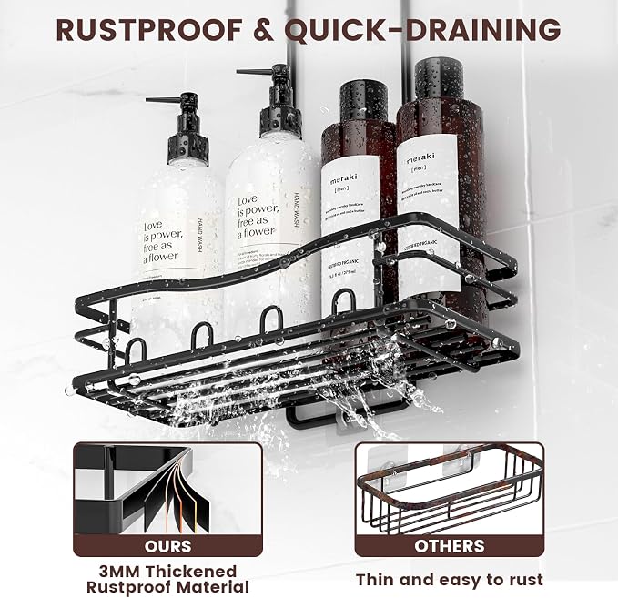 REINHARDT Shower Caddy Hanging, Rustproof Shower Caddy Anti-Swing Shower - Image 6