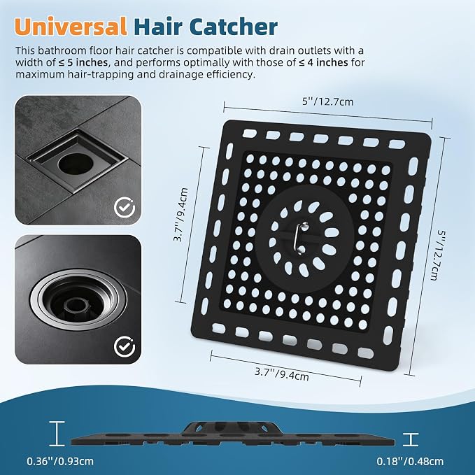 Hibbent 2 Pack Shower Drain Hair Catcher, Shower Drain Cover - Image 7