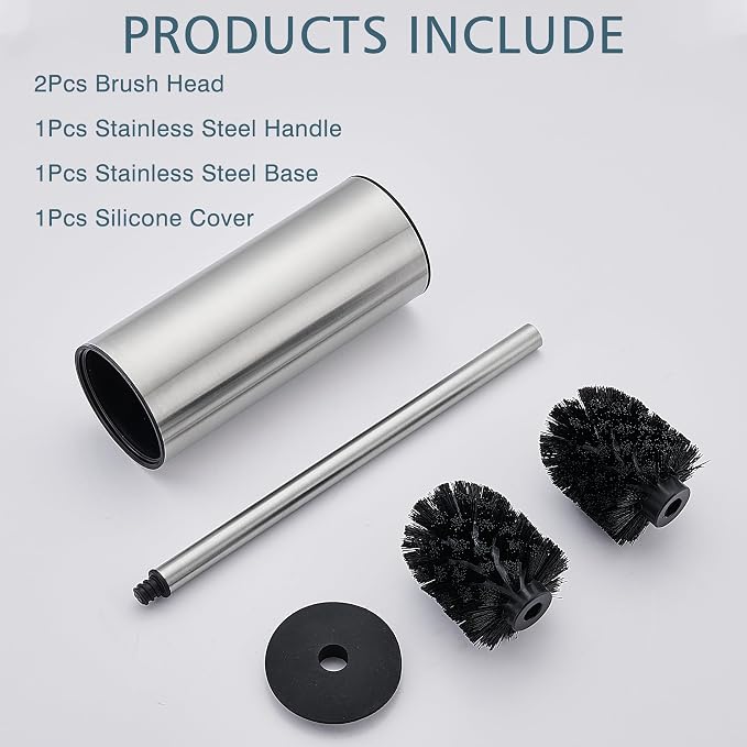 FORIOUS Toilet Brush and Holder Set Brushed Nickel, Heavy Duty 304 Stainless - Image 8