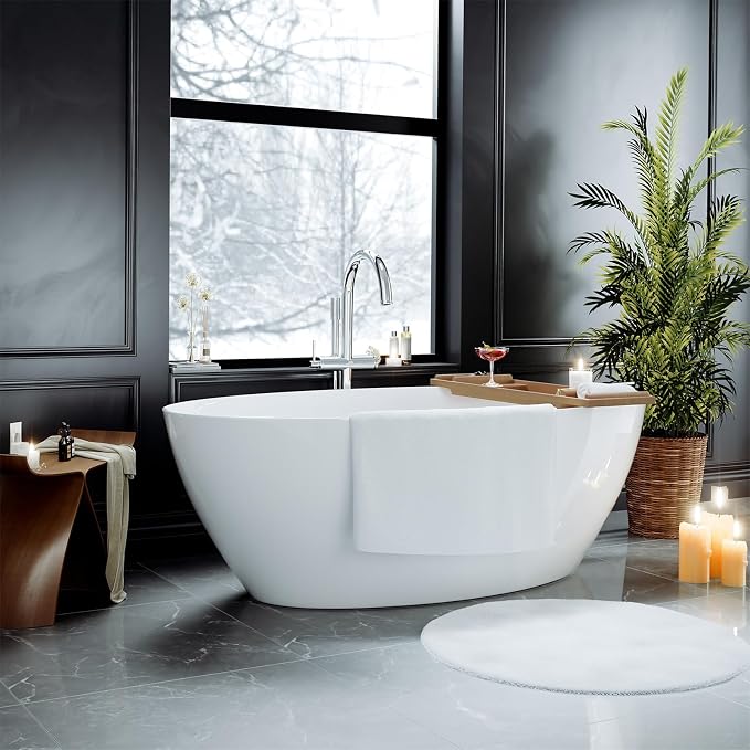 Empava Freestanding Bathtub, Non-Slip Flat Bottom, Glossy White, cUPC Certified - Image 2
