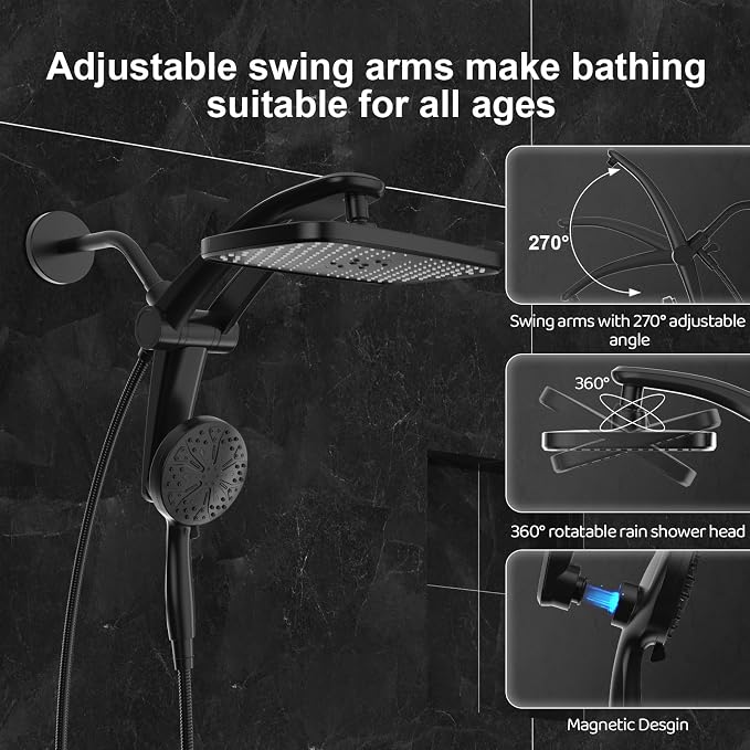 Rain Shower Head with Handheld High Pressure rainfall Shower Heads with - Image 7