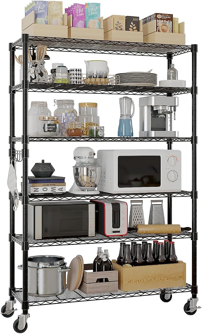 6 Tier Storage Racks Shelving, Heavy Steel Pantry Shelves, Adjustable Wire by Unknown